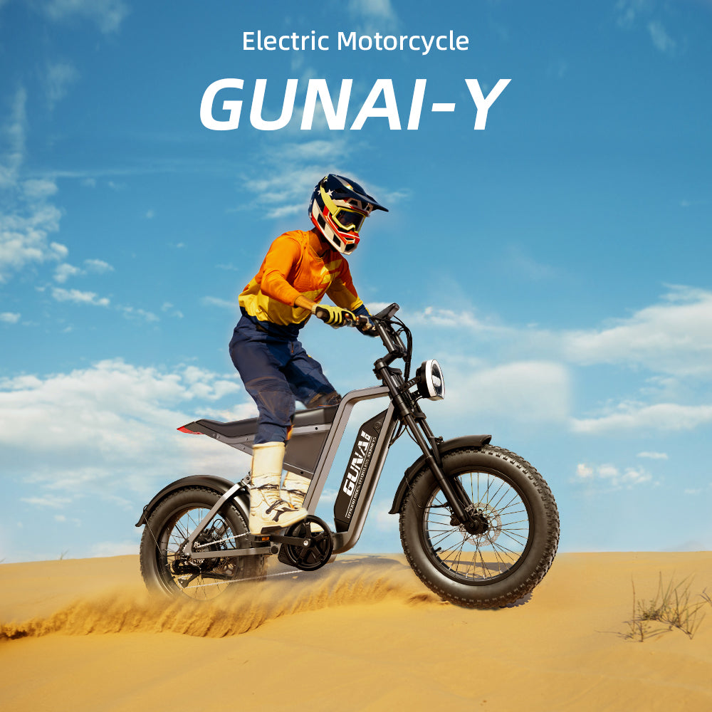 【Second Hand】GUNAI-Y Moped Electric Bike for Adults 20 Inch Off-Road Dirt Electric Mountain Bike with 48V18AH Lithium-Ion Battery, 7-Speed Full Suspension