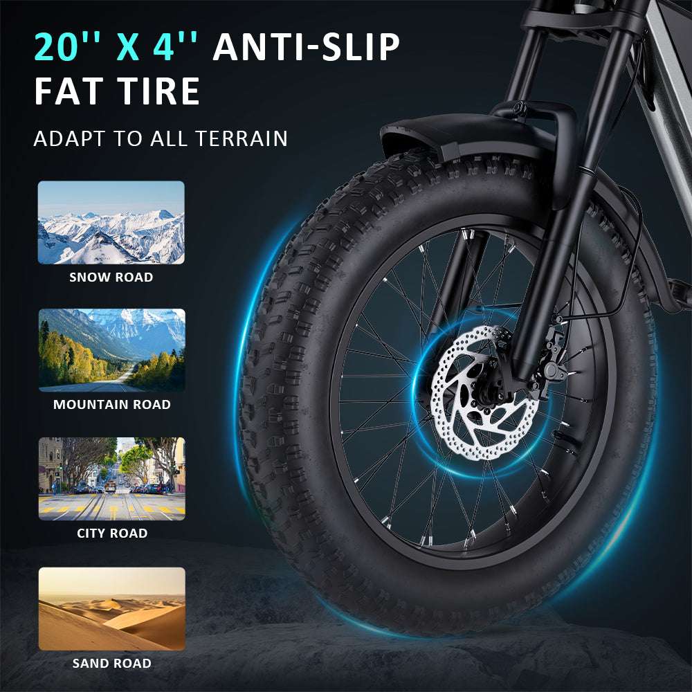 【Second Hand】GUNAI-Y Moped Electric Bike for Adults 20 Inch Off-Road Dirt Electric Mountain Bike with 48V18AH Lithium-Ion Battery, 7-Speed Full Suspension