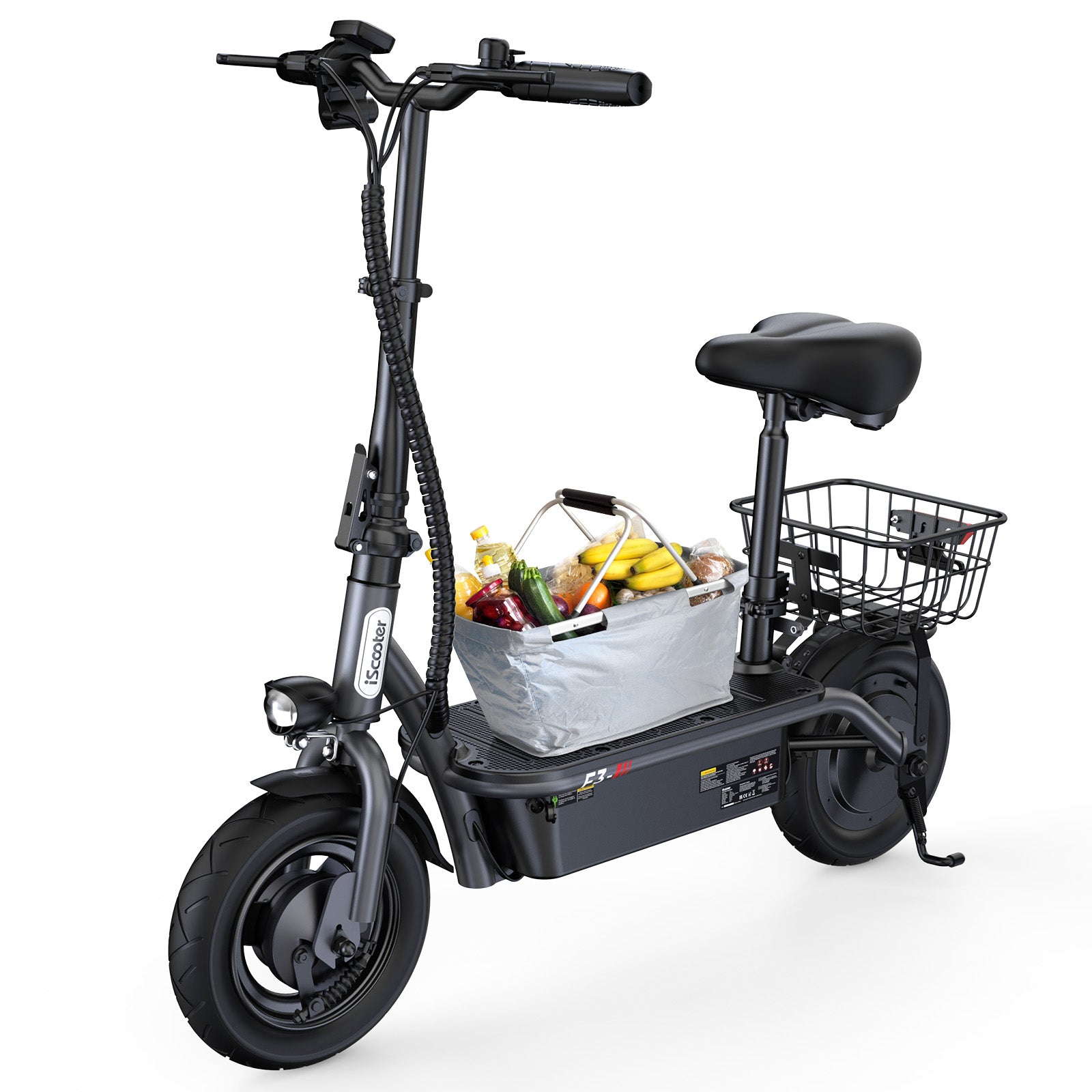 【Second Hand】iScooter F3 Electric Scooter with Seat,1000W 48V 13Ah  10 inch Commuting Scooter with Basket