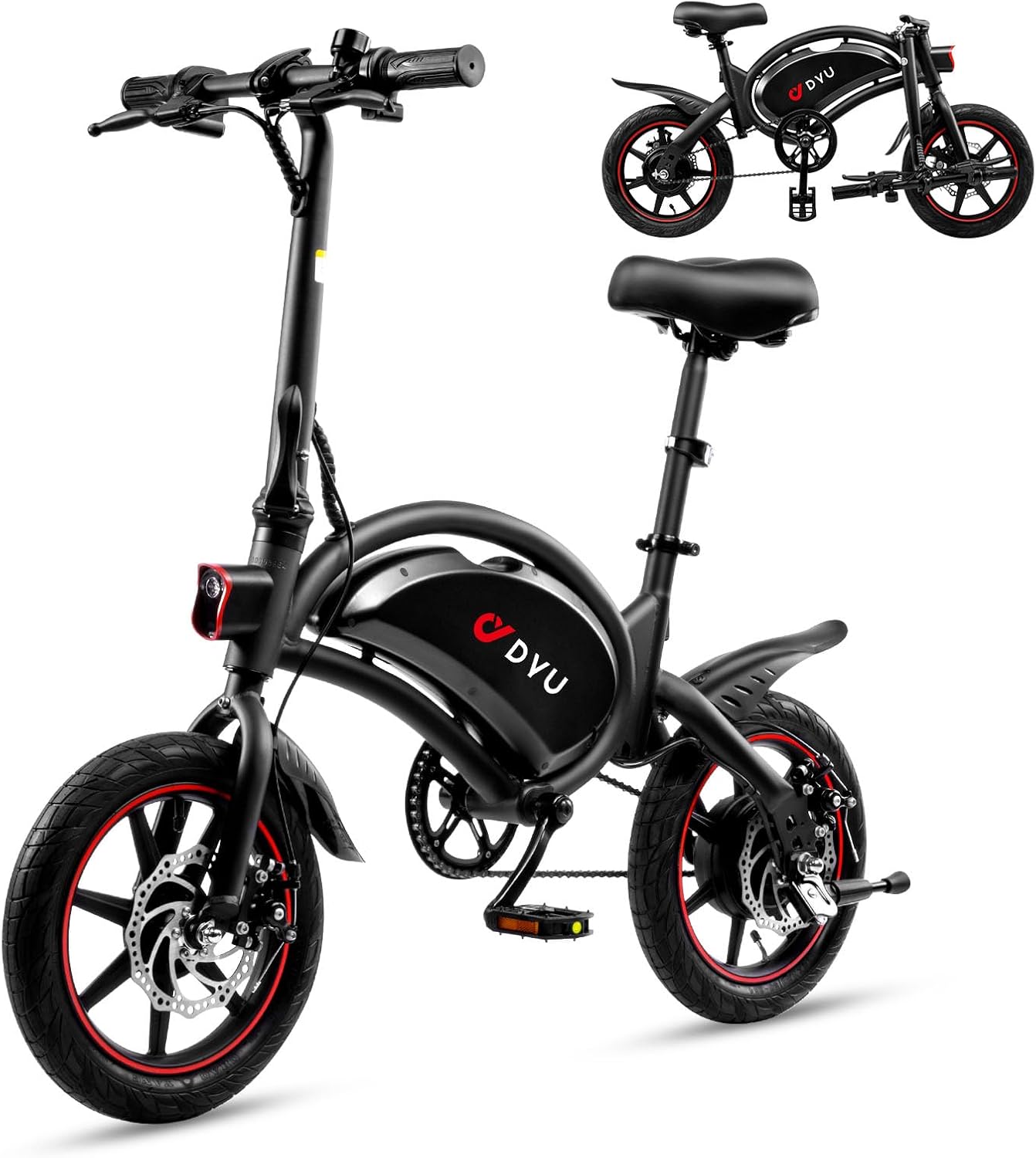 【Second Hand】DYU D3F Electric Bike for Adults, 14 in Folding Electric Bicycle,Commuter City E-Bike with 250W Motor and 36V 10AH Lithium-Ion Battery