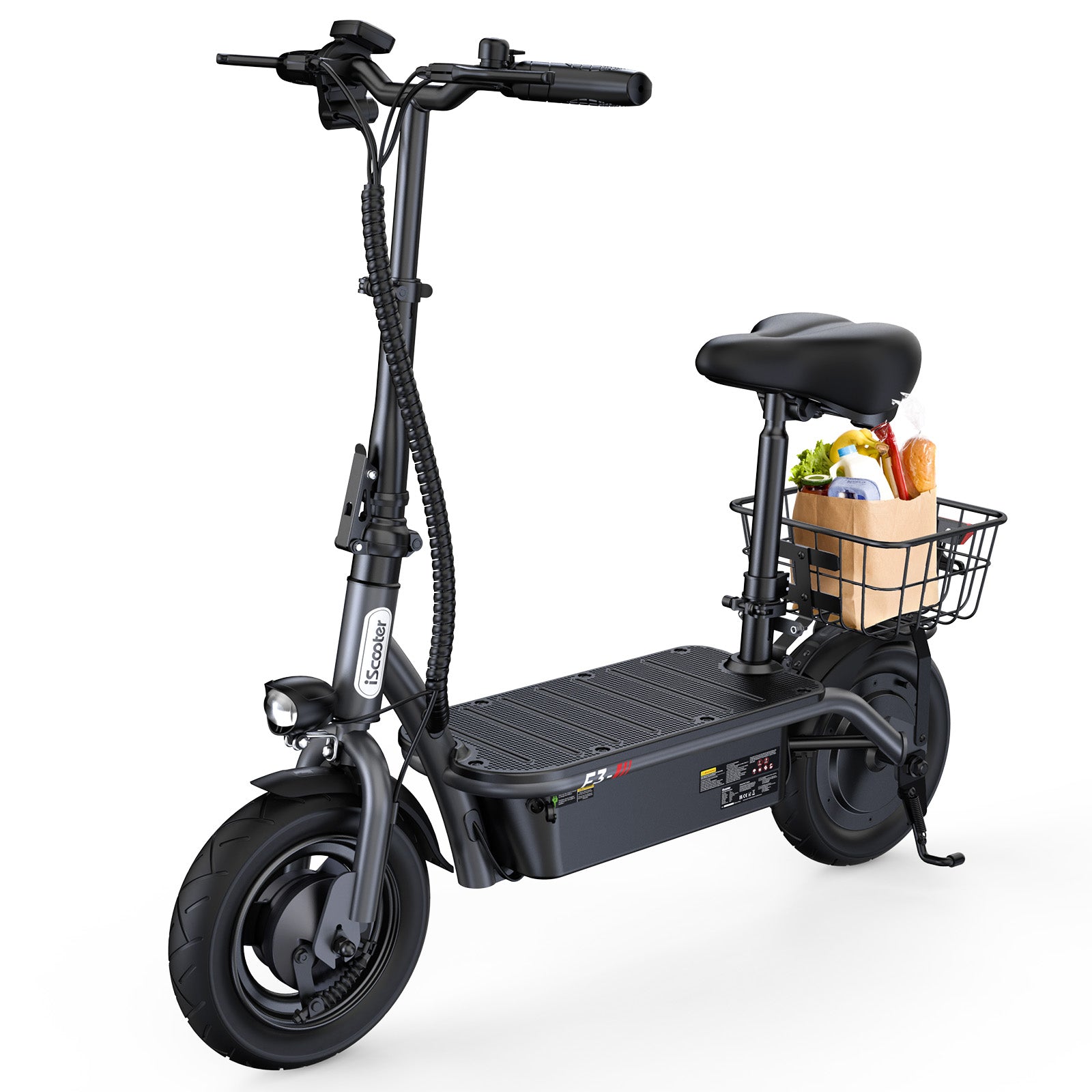 【Second Hand】iScooter F3 Electric Scooter with Seat,1000W 48V 13Ah  10 inch Commuting Scooter with Basket