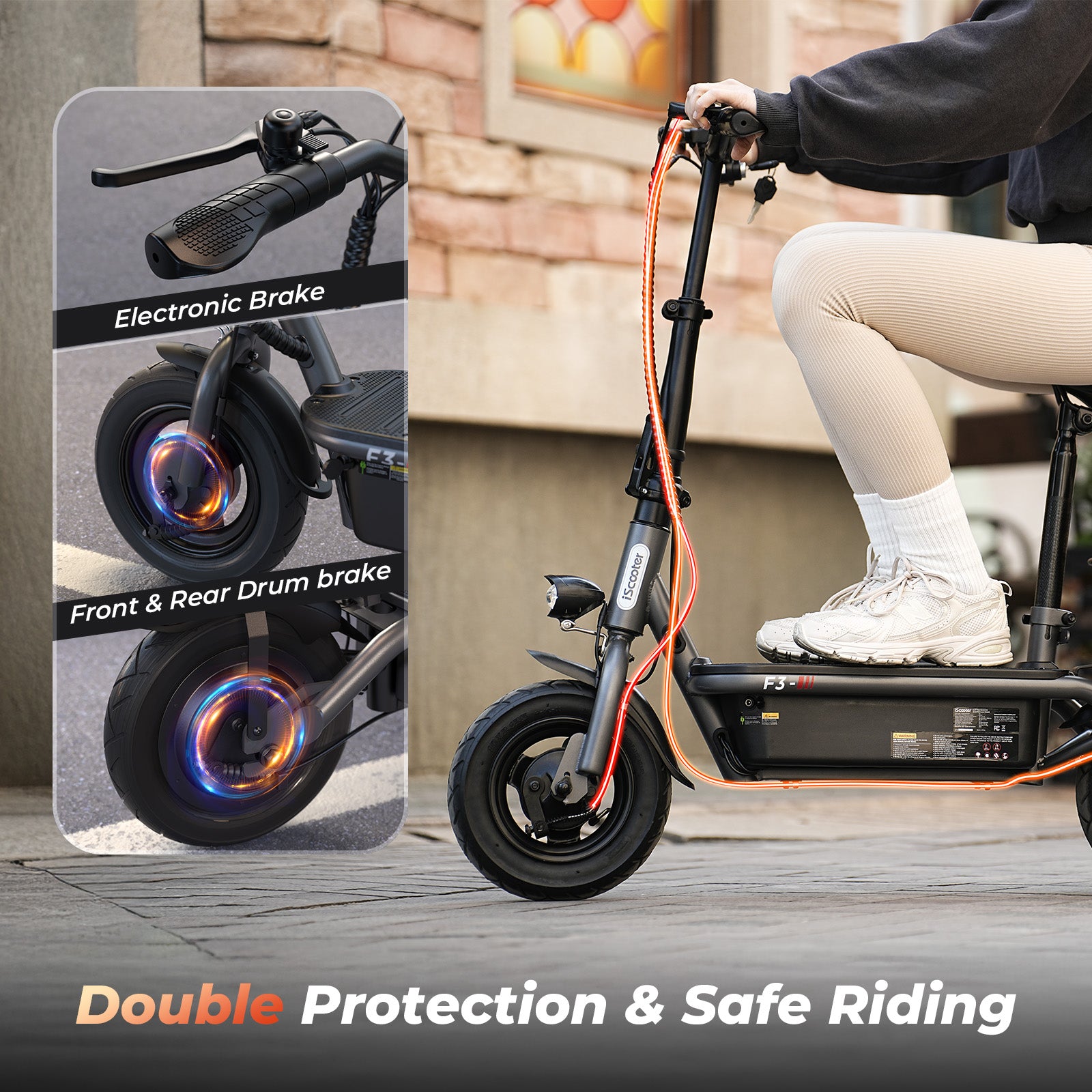 【Second Hand】iScooter F3 Electric Scooter with Seat,1000W 48V 13Ah  10 inch Commuting Scooter with Basket