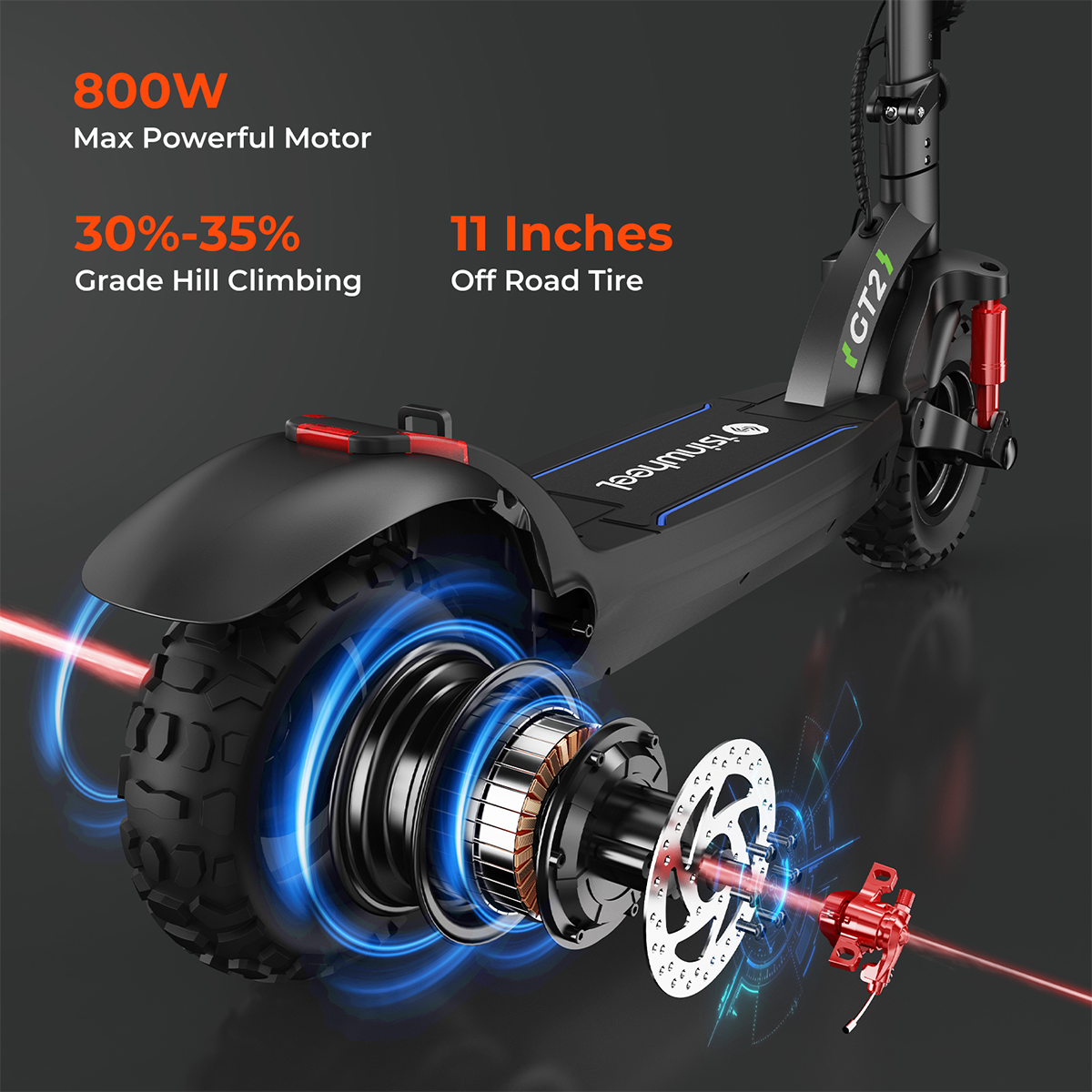 【Second Hand】isinwheel GT2 Off-road Electric Scooter, 800W 48V 15Ah Battery, 11-inch Adult Commuter Escooter