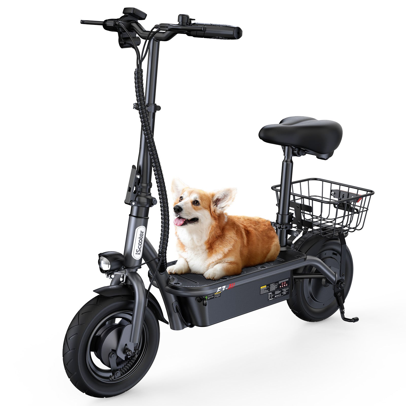 【Second Hand】iScooter F3 Electric Scooter with Seat,1000W 48V 13Ah  10 inch Commuting Scooter with Basket