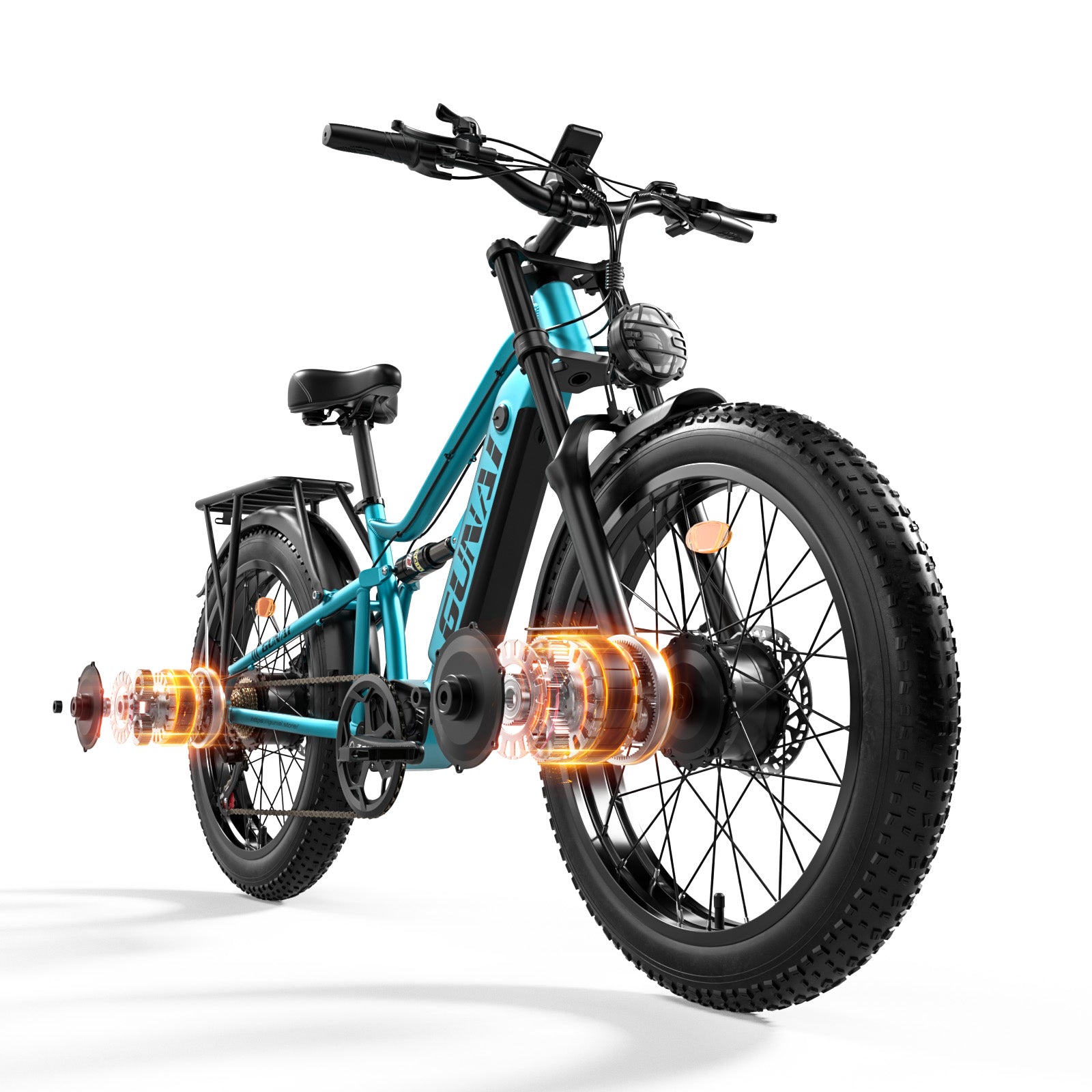 GUNAI-M2 Dual Motor Electric Bike with 48V17.5AH Battery 7 Speed Full Suspension Fat Tire Bike