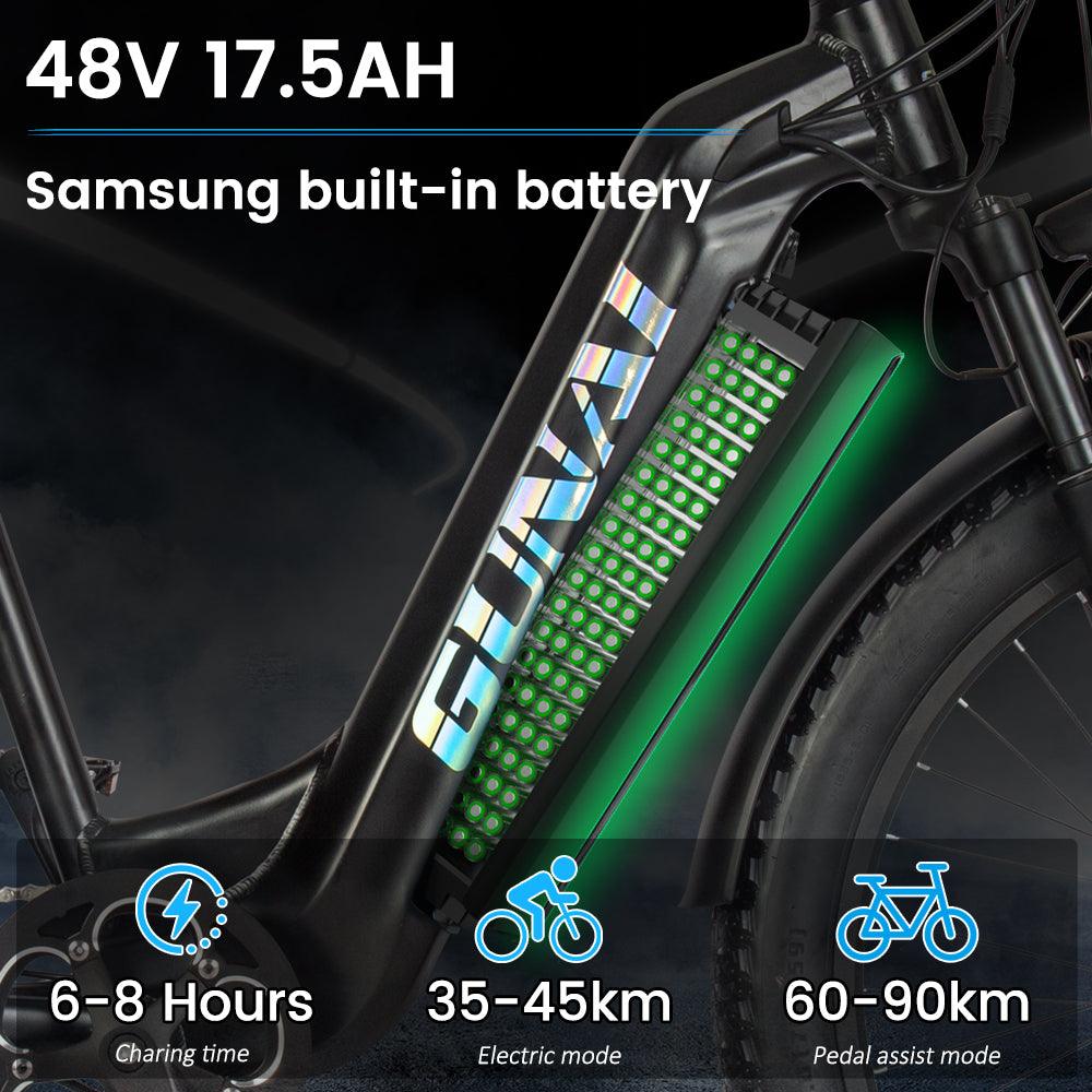 GUNAI GN26 Step-Thru Electric Bike with 500W Bafang Motor and 17.5AH Samsung Battery - GUNAI