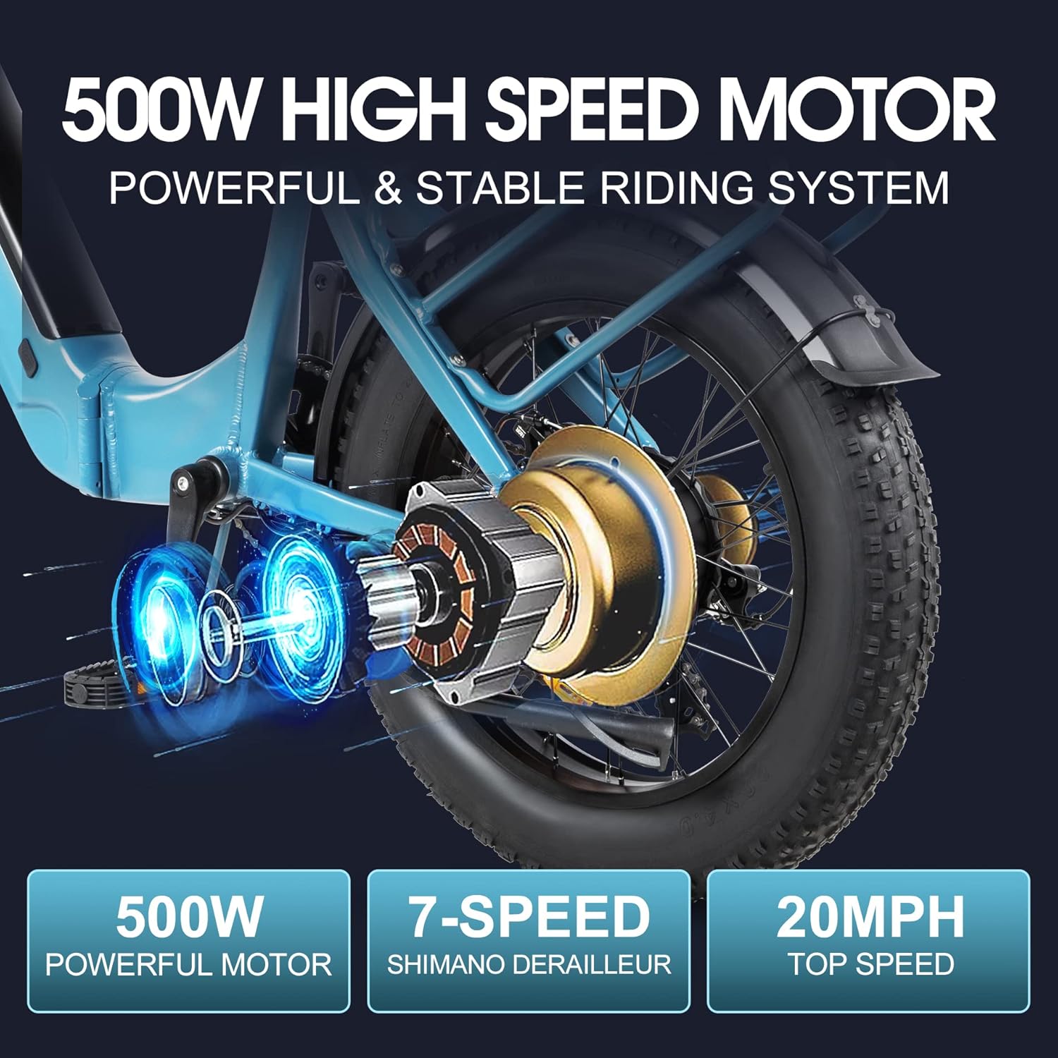 【Second Hand】DYU FF500 Electric Bike 20" Fat Tire Electric Bicycle with 500W Motor, 48V 14AH Removable Battery and Dual Shock Absorber for Adults-A little scratch.