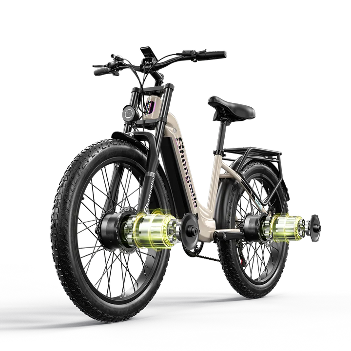 Shengmilo S700 26" Step-Thru Fat Tire Electric City Bike 1000W*2 Dual Motor 48V 17.5Ah Battery - GUNAI