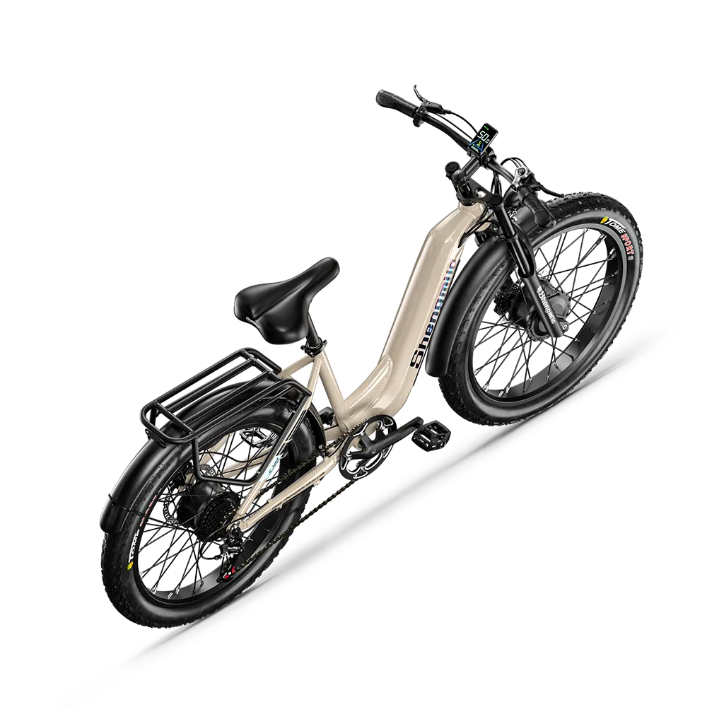 Shengmilo S700 26" Step-Thru Fat Tire Electric City Bike 1000W*2 Dual Motor 48V 17.5Ah Battery - GUNAI