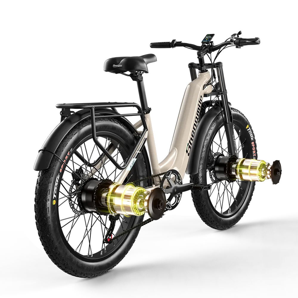 Shengmilo S700 26" Step-Thru Fat Tire Electric City Bike 1000W*2 Dual Motor 48V 17.5Ah Battery - GUNAI